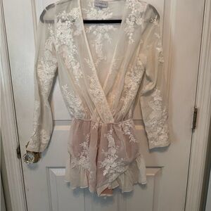 Lioness Ivory Floral Embroidered romper